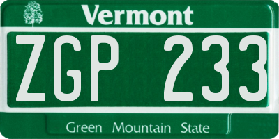 VT license plate ZGP233