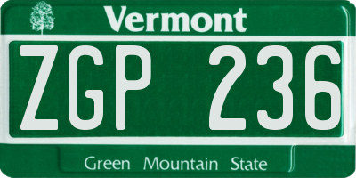 VT license plate ZGP236