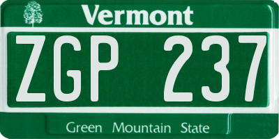 VT license plate ZGP237