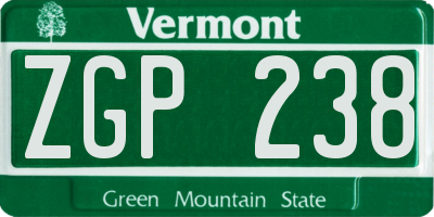 VT license plate ZGP238