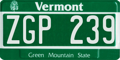 VT license plate ZGP239