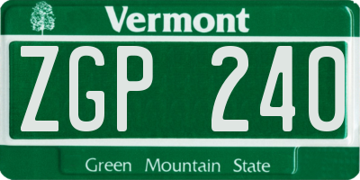 VT license plate ZGP240