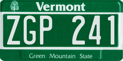 VT license plate ZGP241