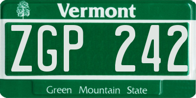 VT license plate ZGP242