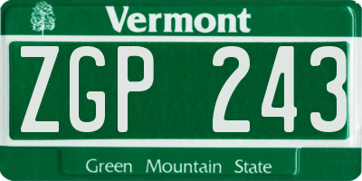 VT license plate ZGP243