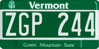VT license plate ZGP244