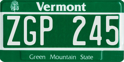 VT license plate ZGP245