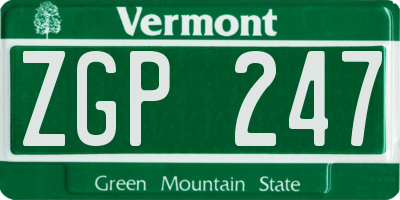 VT license plate ZGP247