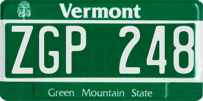 VT license plate ZGP248