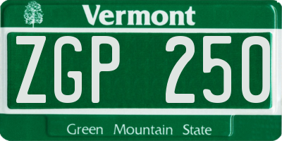 VT license plate ZGP250