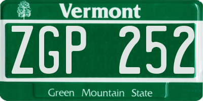 VT license plate ZGP252