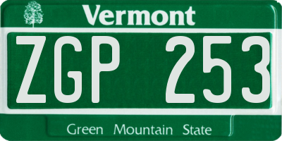 VT license plate ZGP253