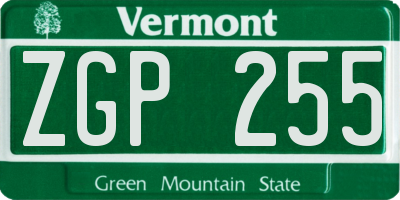 VT license plate ZGP255