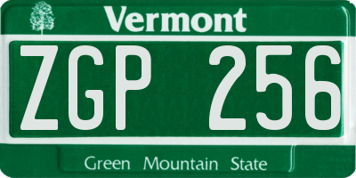 VT license plate ZGP256