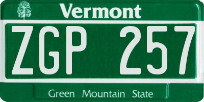 VT license plate ZGP257