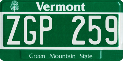 VT license plate ZGP259