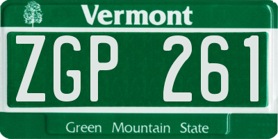 VT license plate ZGP261