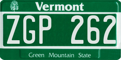 VT license plate ZGP262