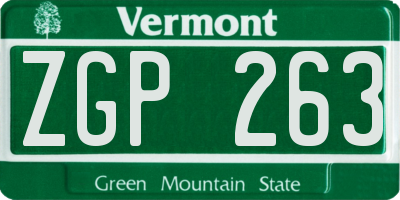 VT license plate ZGP263