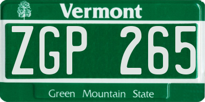 VT license plate ZGP265