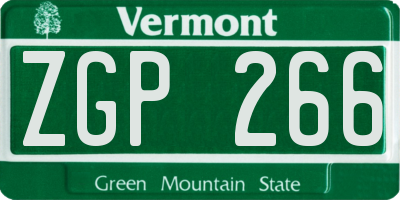 VT license plate ZGP266