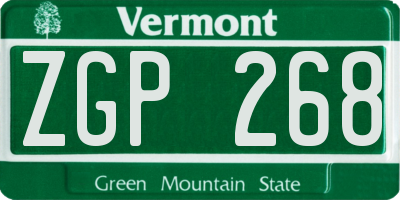 VT license plate ZGP268