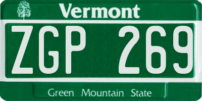 VT license plate ZGP269