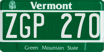 VT license plate ZGP270