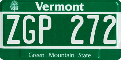 VT license plate ZGP272