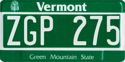 VT license plate ZGP275