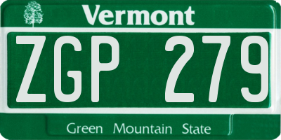 VT license plate ZGP279
