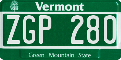 VT license plate ZGP280