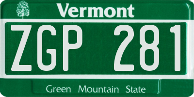 VT license plate ZGP281