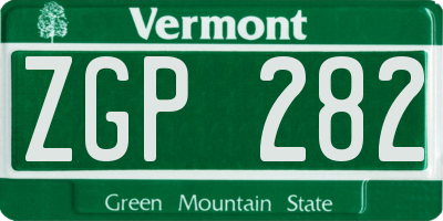 VT license plate ZGP282