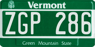 VT license plate ZGP286
