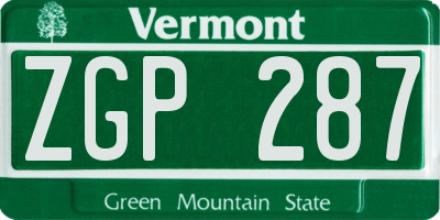 VT license plate ZGP287