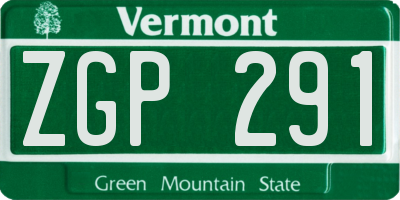 VT license plate ZGP291