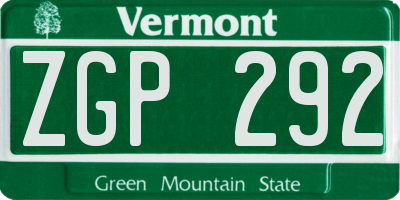 VT license plate ZGP292