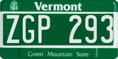 VT license plate ZGP293