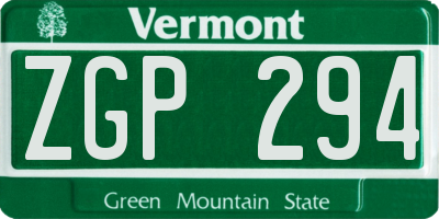 VT license plate ZGP294