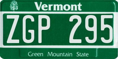 VT license plate ZGP295