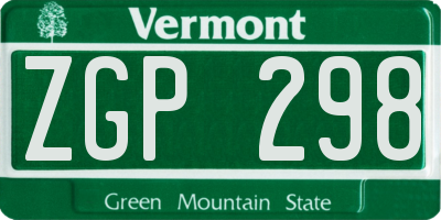 VT license plate ZGP298