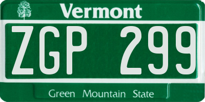 VT license plate ZGP299