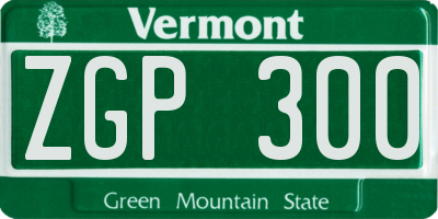 VT license plate ZGP300