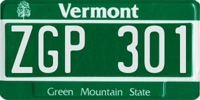 VT license plate ZGP301