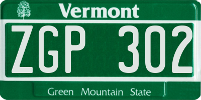 VT license plate ZGP302