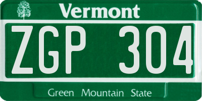 VT license plate ZGP304