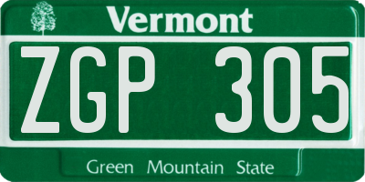VT license plate ZGP305