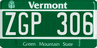 VT license plate ZGP306