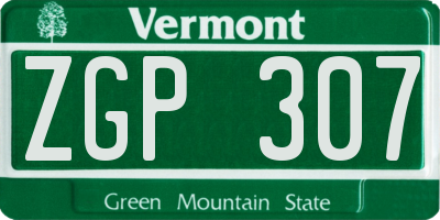 VT license plate ZGP307